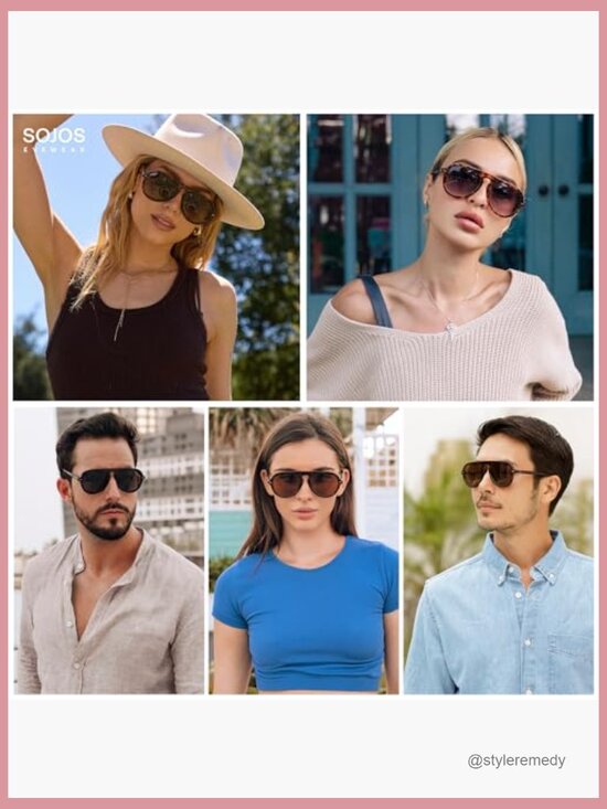 Retro Aviator Sunglasses with Plastic Frame and UV400 Protection main image 7